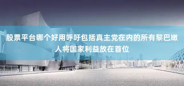 股票平台哪个好用呼吁包括真主党在内的所有黎巴嫩人将国家利益放在首位