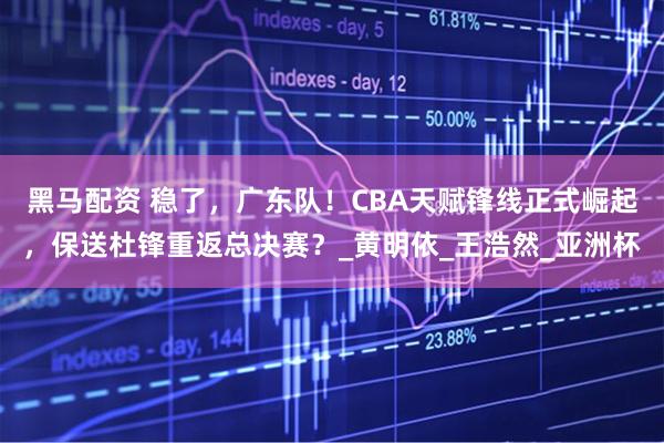 黑马配资 稳了，广东队！CBA天赋锋线正式崛起，保送杜锋重返总决赛？_黄明依_王浩然_亚洲杯